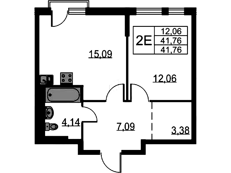 1-комнатная квартира 41.76 м², 13/18 эт., ЖК «Невская Долина»